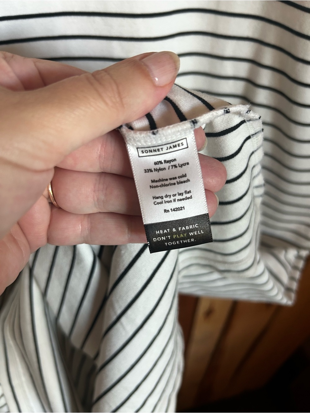 Sonnet James play dress white black stripe long sleeve Reese size L - Picture 3 of 4